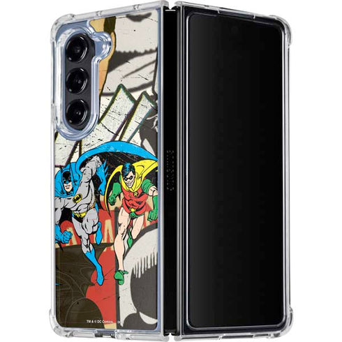DC Comics Batman and Robin Vintage Action Pose Galaxy Z Fold5 5G Clear Case