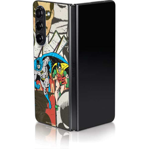 DC Comics Batman and Robin Vintage Action Pose Galaxy Z Fold5 5G Skin