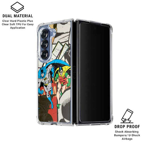 DC Comics Batman and Robin Vintage Action Pose Galaxy Z Fold6 Clear Case