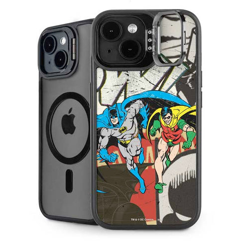 DC Comics Batman and Robin Vintage Action Pose iPhone 14 Kickstand Case
