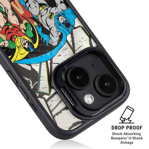 DC Comics Batman and Robin Vintage Action Pose iPhone 14 Kickstand Case