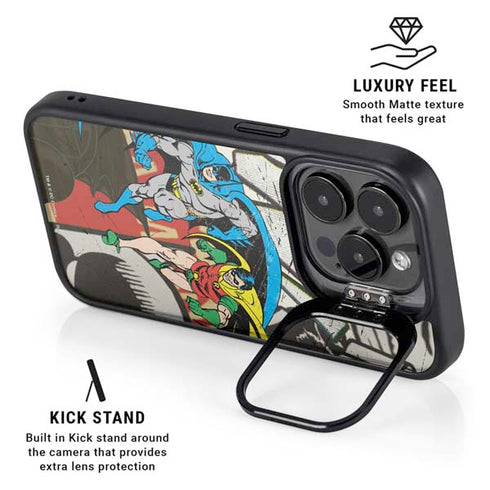 DC Comics Batman and Robin Vintage Action Pose iPhone 14 Pro Kickstand Case