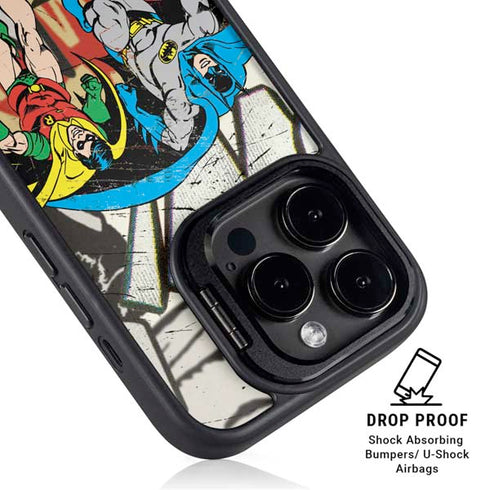 DC Comics Batman and Robin Vintage Action Pose iPhone 14 Pro Max Kickstand Case