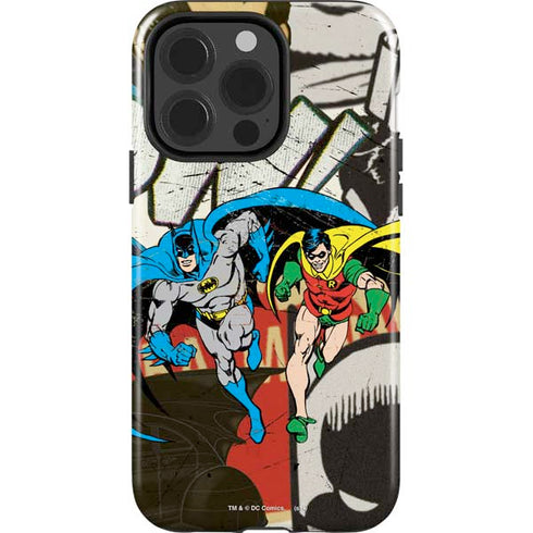 DC Comics Batman and Robin Vintage Action Pose iPhone 15 Pro Impact Case