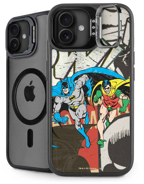 DC Comics Batman and Robin Vintage Action Pose iPhone 16 Kickstand Case