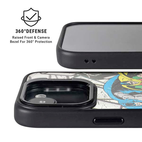 DC Comics Batman and Robin Vintage Action Pose iPhone 16e Kickstand Case