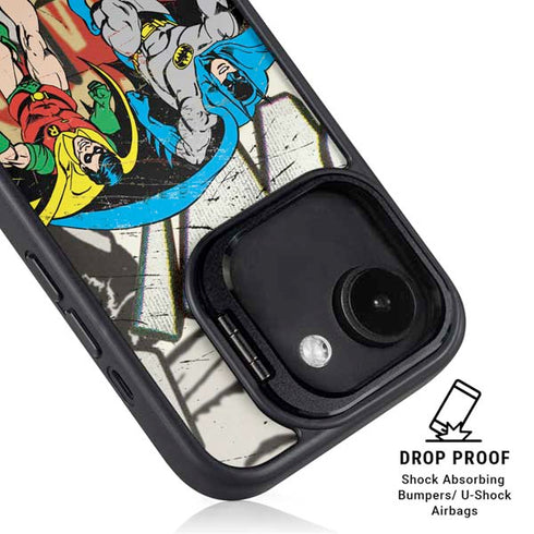 DC Comics Batman and Robin Vintage Action Pose iPhone 16e Kickstand Case