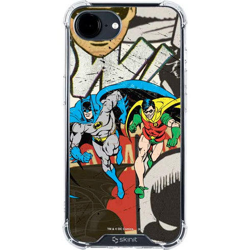 DC Comics Batman and Robin Vintage Action Pose iPhone 16e Clear Case