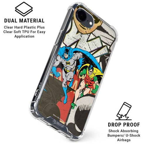 DC Comics Batman and Robin Vintage Action Pose iPhone 16e Clear Case