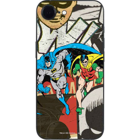 DC Comics Batman and Robin Vintage Action Pose iPhone 16e Skin