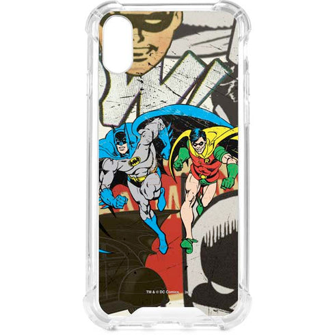 DC Comics Batman and Robin Vintage Action Pose iPhone XS Clear Case