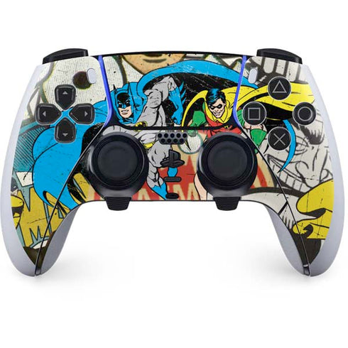 DC Comics Batman and Robin Vintage Action Pose PS5 DualSense Edge Pro Controller Skin