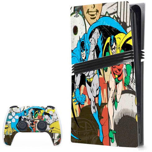 DC Comics Batman and Robin Vintage Action Pose PS5 Pro Bundle Skin