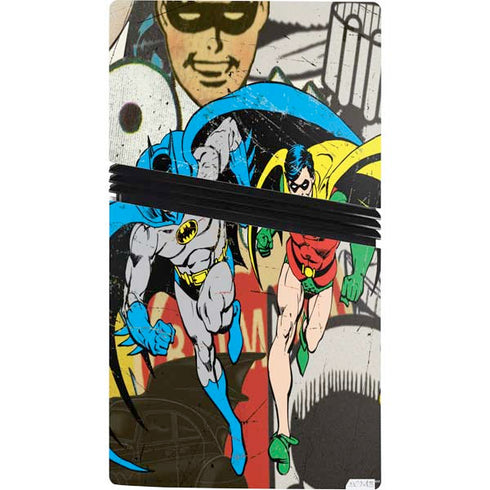 DC Comics Batman and Robin Vintage Action Pose PS5 Pro Console Skin