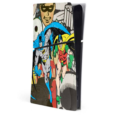 DC Comics Batman and Robin Vintage Action Pose PS5 Slim Digital Edition Console Skin