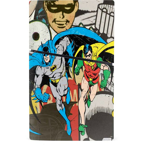 DC Comics Batman and Robin Vintage Action Pose PS5 Slim Digital Edition Console Skin