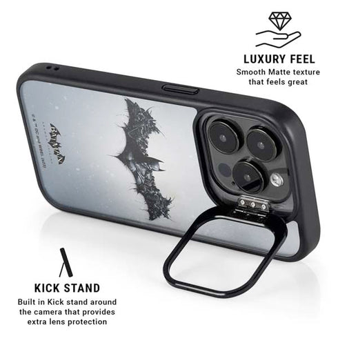 DC Comics Arkham Origins Arkham Logo iPhone 14 Pro Kickstand Case