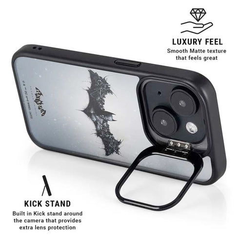 DC Comics Arkham Origins Arkham Logo iPhone 15 Plus Kickstand Case
