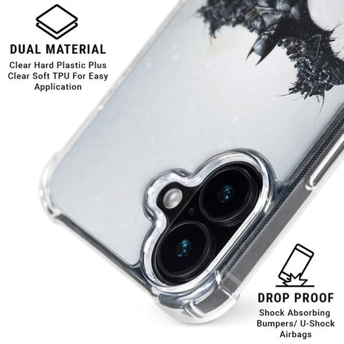 DC Comics Arkham Origins Arkham Logo iPhone 16 Plus Clear Case