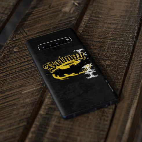 DC Comics Batman Dark Knight Logo Yellow & Black Galaxy S10 Plus Skin