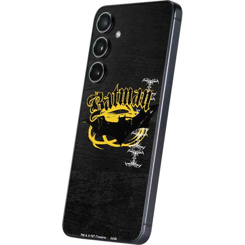 DC Comics Batman Dark Knight Logo Yellow & Black Galaxy S25 Plus Skin