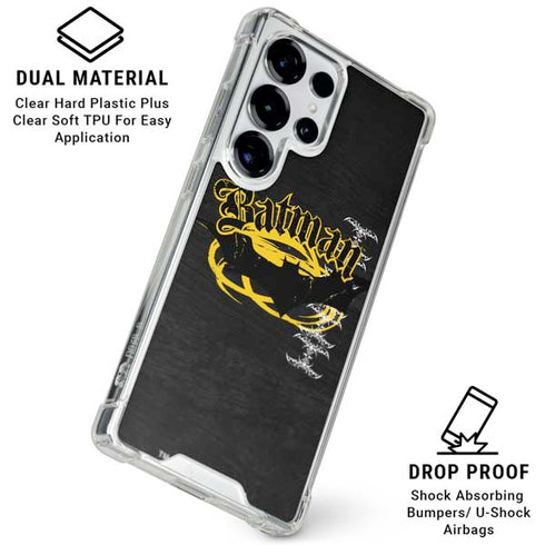 DC Comics Batman Dark Knight Logo Yellow & Black Galaxy S25 Ultra Clear Case