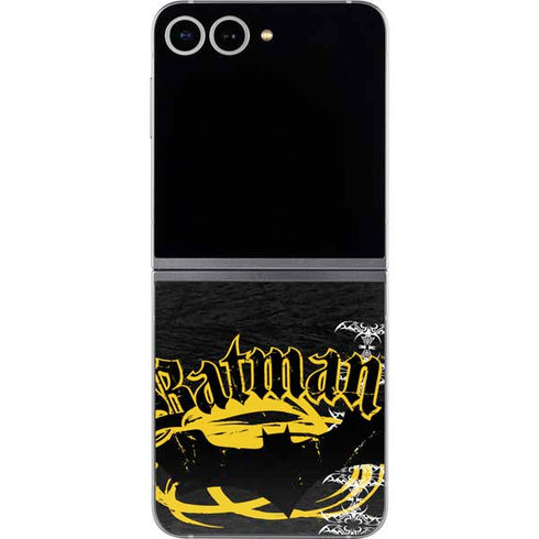 DC Comics Batman Dark Knight Logo Yellow & Black Galaxy Z Flip6 Skin