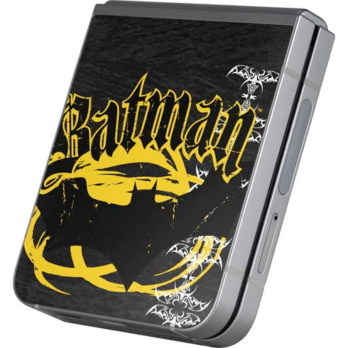 DC Comics Batman Dark Knight Logo Yellow & Black Galaxy Z Flip6 Skin