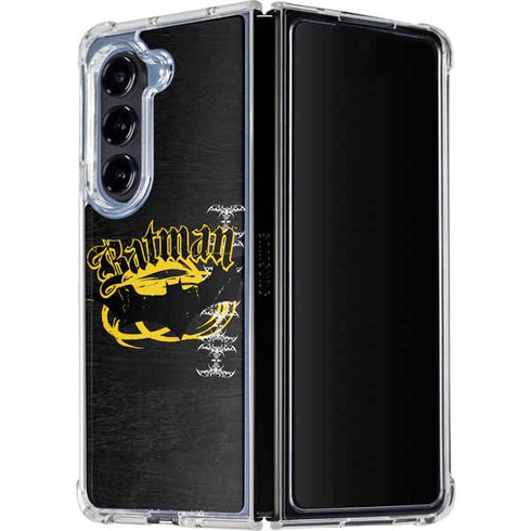DC Comics Batman Dark Knight Logo Yellow & Black Galaxy Z Fold5 5G Clear Case