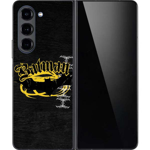 DC Comics Batman Dark Knight Logo Yellow & Black Galaxy Z Fold5 5G Skin