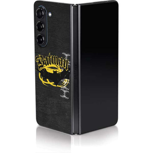 DC Comics Batman Dark Knight Logo Yellow & Black Galaxy Z Fold5 5G Skin