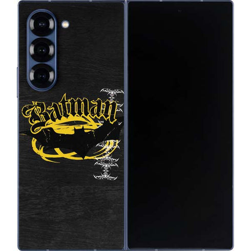 DC Comics Batman Dark Knight Logo Yellow & Black Galaxy Z Fold6 Skin