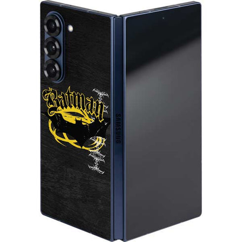 DC Comics Batman Dark Knight Logo Yellow & Black Galaxy Z Fold6 Skin