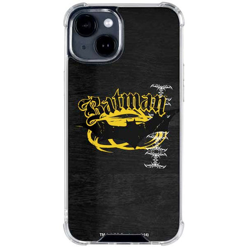 DC Comics Batman Dark Knight Logo Yellow & Black iPhone 15 Clear Case