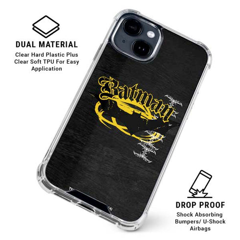 DC Comics Batman Dark Knight Logo Yellow & Black iPhone 15 Clear Case