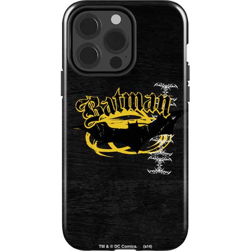 DC Comics Batman Dark Knight Logo Yellow & Black iPhone 15 Pro Impact Case