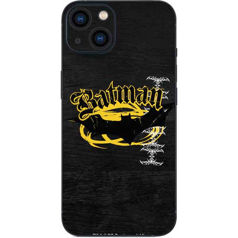 DC Comics Batman Dark Knight Logo Yellow & Black iPhone 15 Skin