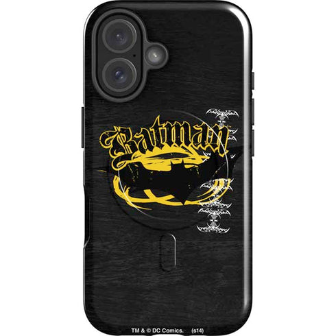 DC Comics Batman Dark Knight Logo Yellow & Black iPhone 16 Magsafe Impact Case