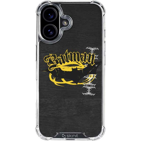 DC Comics Batman Dark Knight Logo Yellow & Black iPhone 16 Plus Clear Case