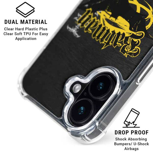 DC Comics Batman Dark Knight Logo Yellow & Black iPhone 16 Plus Clear Case