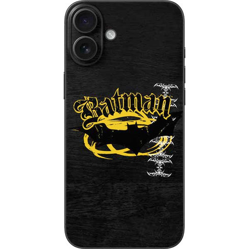 DC Comics Batman Dark Knight Logo Yellow & Black iPhone 16 Plus Skin