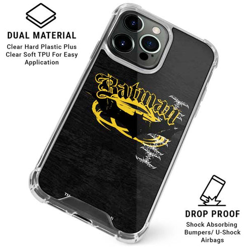 DC Comics Batman Dark Knight Logo Yellow & Black iPhone 16 Pro Clear Case