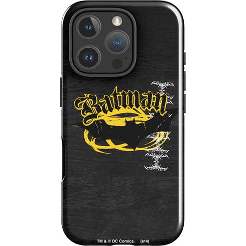DC Comics Batman Dark Knight Logo Yellow & Black iPhone 16 Pro Impact Case