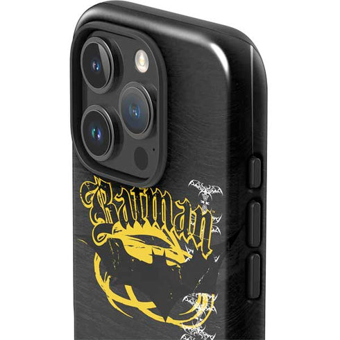 DC Comics Batman Dark Knight Logo Yellow & Black iPhone 16 Pro Impact Case