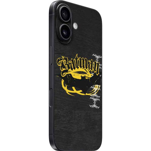DC Comics Batman Dark Knight Logo Yellow & Black iPhone 16 Skin