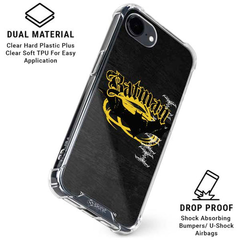 DC Comics Batman Dark Knight Logo Yellow & Black iPhone 16e Clear Case