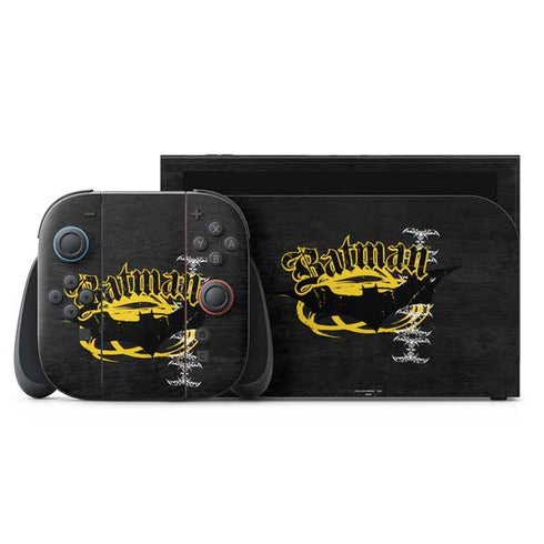 DC Comics Batman Dark Knight Logo Yellow & Black Nintendo Switch 2 (2025) with Joy-Con Skin