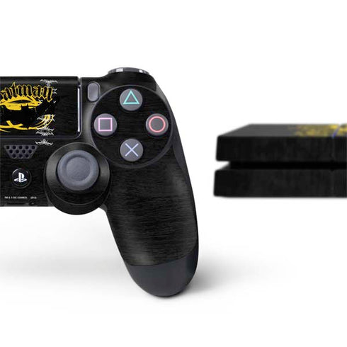 DC Comics Batman Dark Knight Logo Yellow & Black PS4 Console and Controller Bundle Skin