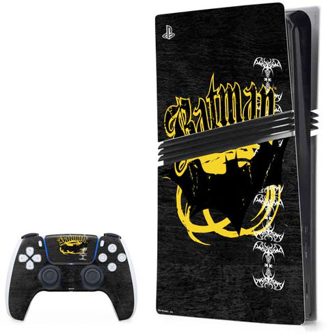 DC Comics Batman Dark Knight Logo Yellow & Black PS5 Pro Bundle Skin