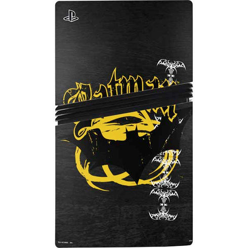 DC Comics Batman Dark Knight Logo Yellow & Black PS5 Pro Console Skin